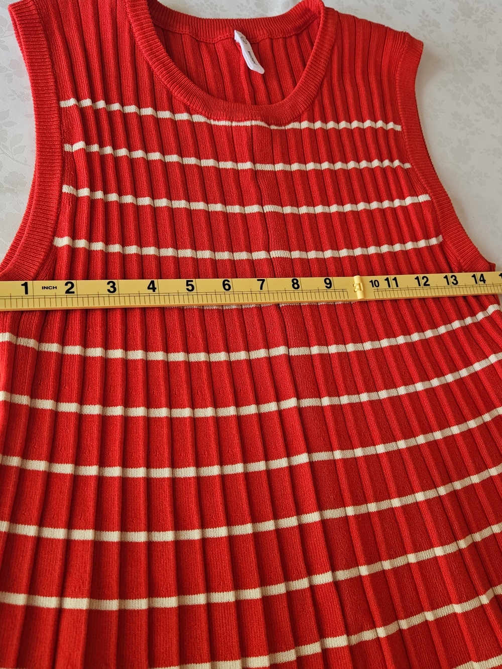 ​Wishlist Red White Striped Ribbed Knit Sleeveless Midi Dress A-Line Size L - Picture 7 of 9